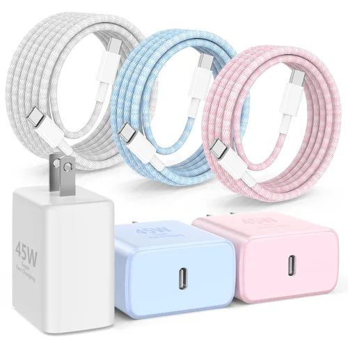 Vista 18 de Hzevn Bloque de cargador de pared rápida USB C de 60 W para teléfonos Galaxy S26 Android, paquete de 3 adaptadores de cargador súper rápido