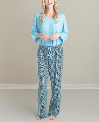 Vista 7 de Hanes Conjunto de pijama y camiseta de dormir con cuello en V de 34 para mujer