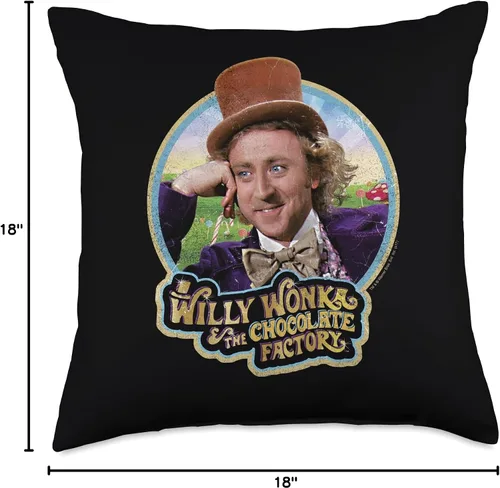 Vista 4 de Willy Wonka Chocolate Factory Scrumdiddlyumptious - Almohada (18.0 x 18.0 in), multicolor