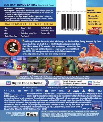 Vista 2 de PIXAR SHORT FILMS COLLECTION VOLUME 3 HOME VIDEO RELEASE