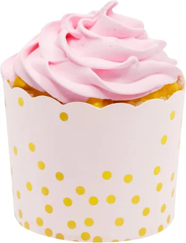 Vista 6 de Sparkle and Bash Tulip Cupcake Liners - Tazas para hornear rosas y doradas, tazas de aperitivos para baby shower, envoltorios de cupcakes
