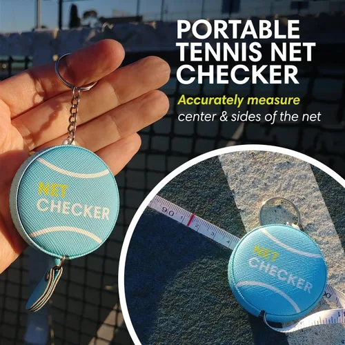 Vista 2 de Scoring Right Net Checker - Cinta métrica de altura de red para tenis y llavero