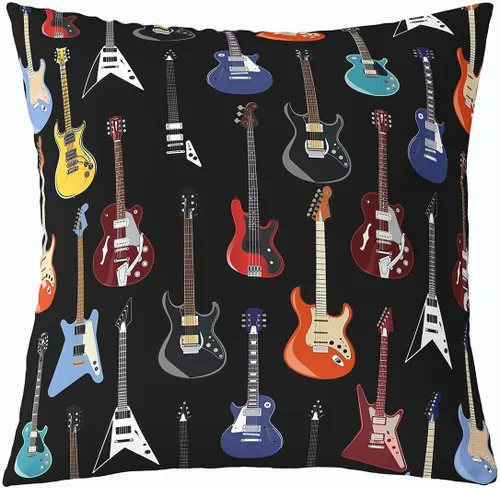 Vista 38 de Castle Fairy Cowboy Boots Throw Pillow Cover 16"x16" Bohemia Musical Guitar Pillowcase Western Rustic Cowgirl Reversible Print Cushion Cover Music
