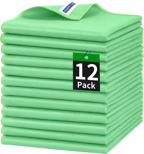 Vista 11 de Paño de limpieza de microfibra – Paquete de 6 paños de limpieza de lentes, trapos de limpieza de ventanas de 16 x 14 pulgadas, paños de pulido sin