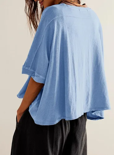 Vista 4 de Dokotoo Camisetas de verano 2024 para mujer, camisetas sueltas de gran tamaño, camisetas básicas