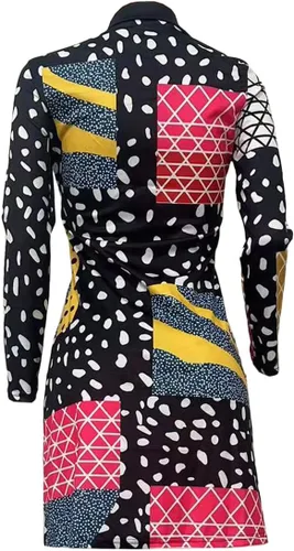Vista 4 de LKOUS Vestidos formales de otoño para mujer, vestido midi casual con estampado floral