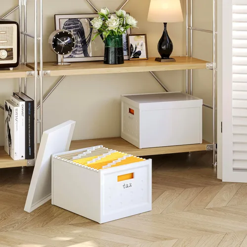 Vista 8 de Seseno Caja organizadora de archivos con tapa, organizador universal de archivos colgantes, caja de carpetas de archivos de tamaño carta/legal