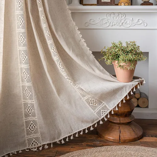 Vista 44 de Cortinas florales de granja semiopacas para sala de estar, de 63 pulgadas de largo, mezcla de lino y algodón, paneles de cortina de ventana cortos