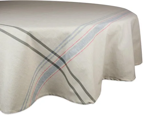 Vista 16 de DII - Mantel para mesa de comedor, estilo rústico, colección de manteles con rayas estilo francés, 60 x 84 pulgadas, color gris pardo/rojo