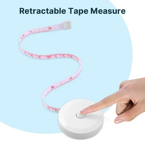 Vista 4 de Cinta métrica, paquete de 5 cintas métricas para medidas corporales y pérdida de peso, cinta métrica retráctil para costura, tela, ropa, sastre