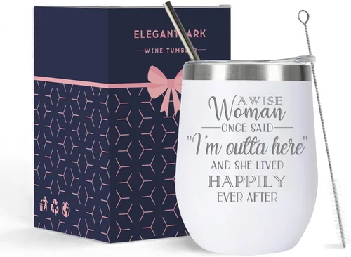 Vista 12 de ELEGANTPARK Regalos de jubilación para mujeres 2026, regalos para compañeros de trabajo para mujeres, Wise Woman Said I'm Outta Here, vaso