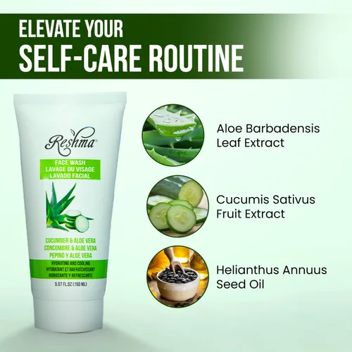 Vista 5 de Reshma Beauty Jabón facial de pepino y aloe vera para todo tipo de piel, limpiador suave para nutrir e hidratar la piel, elimina el maquillaje