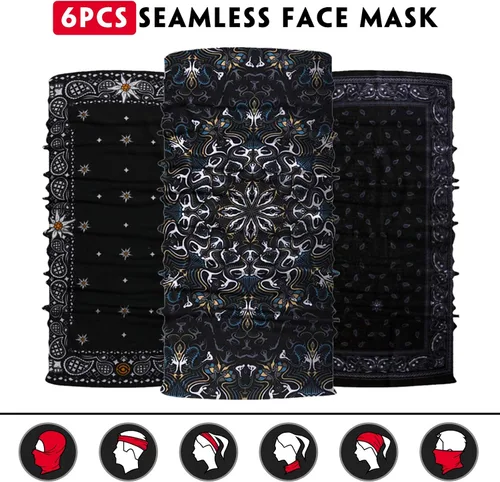 Vista 5 de Bufanda tipo mascarilla para hombre y mujer, sin costuras, pañuelo para la cara, pasamontañas, diadema, envoltura para la cabeza, gorro