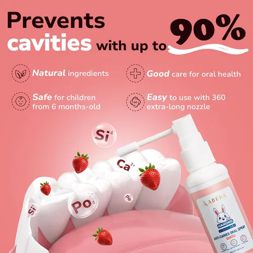 Vista 3 de Abera Spray oral anticaries para niños, ayudante de pasta de dientes para reparación de caries y aliento fresco, uso para recién nacidos a