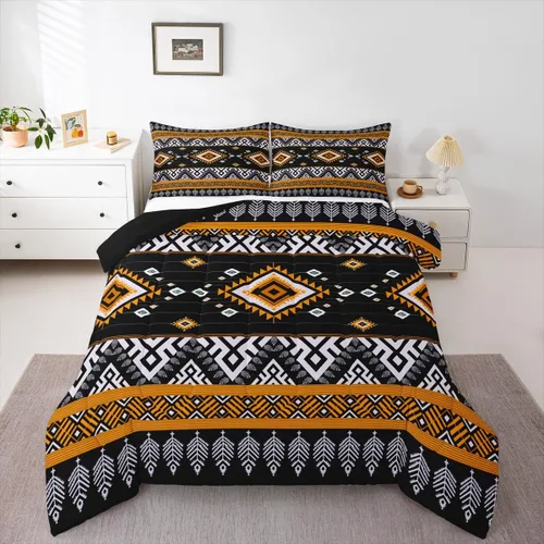 Vista 9 de Erosebridal Southwestern - Juego de edredón tamaño individual, diseño étnico étnico, geométrico, bohemio, azteca, para niños, adolescentes, adultos