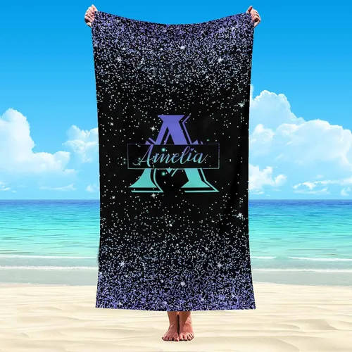 Vista 6 de Artsadd Toalla de playa personalizada para adultos, manta de playa personalizada de baloncesto con nombre inicial como regalo de fiesta para viajes