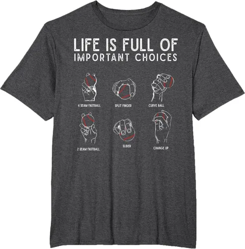 Vista 25 de Tipos de béisbol Pitches Life Choices Jugador Camiseta