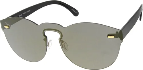 Vista 2 de zeroUV Futuristic Rimless Mono Flat Lens Horn Rimmed Shield Sunglasses 73mm