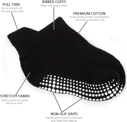 Vista 2 de Zaples - Calcetines altos hasta el tobillo para bebé con base antideslizante, unisex