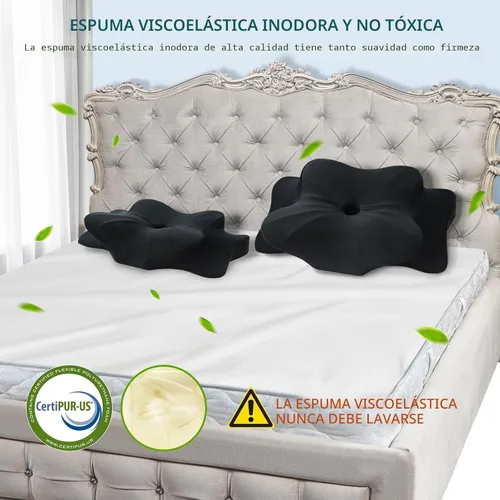 Vista 7 de DONAMA - Almohada cervical para cuello y hombros, diseño de espuma viscoelástica contorneado, soporte ergonómico para dormir de lado, espalda o boca