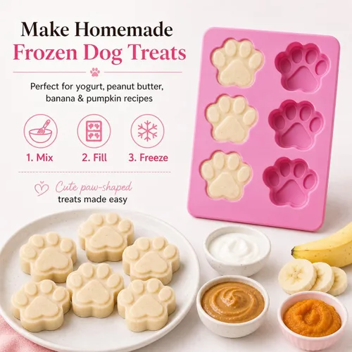 Vista 2 de Juego de dos moldes de silicona con estampado de patas de perro para golosinas caseras para hornear dulces de chocolate, apto para horno microondas