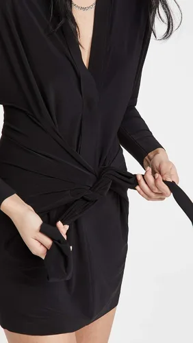 Vista 6 de Norma Kamali Minivestido tipo camisa con lazo frontal para mujer