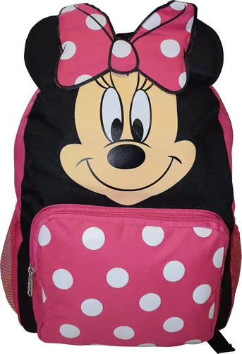 Vista 2 de Mochila escolar de Minnie Mouse Big Face de 14 pulgadas, Rosa-Negro, Classic