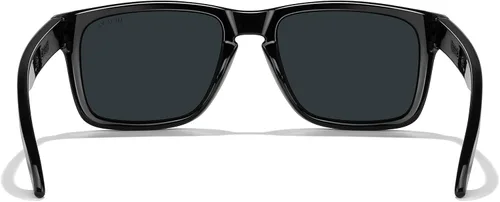 Vista 4 de Gafas de sol polarizadas deportivas para hombre, gafas de sol de marco flexible para pesca deportiva masculina Marco negro/lente negra/metal plateado