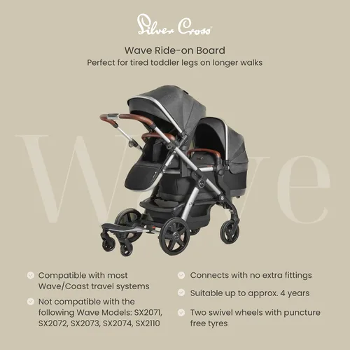 Vista 2 de Silver Cross Paseo a bordo de ola/costa Accesorios para cochecito Sistema de viaje compacto Agarre máximo Duradero