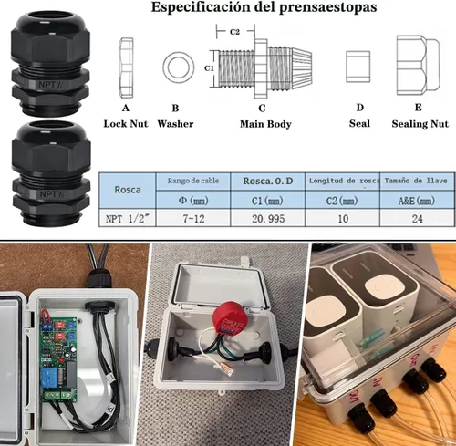 Vista 6 de Zulkit Caja de conexiones plástico ABS a prueba de polvo impermeable IP65 cajas eléctricas universales con carcasa de bisagra para exteriores