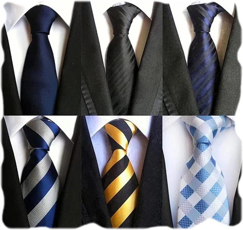 Vista 108 de WeiShang Lote de 6 corbatas clásicas de seda para hombre, corbatas tejidas jacquard