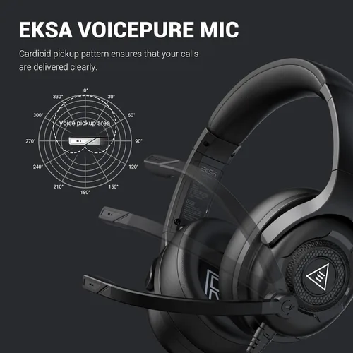 Vista 5 de EKSA Auriculares con micrófono para PC, auriculares de computadora con micrófono con cancelación de ruido, cómodos durante todo el día, sonido