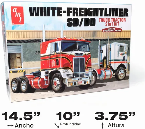 Vista 5 de Kit de modelo AMT White Freightliner 2-en-1 SC/DD Cabover Tractor (75º Aniversario) a escala 1:25