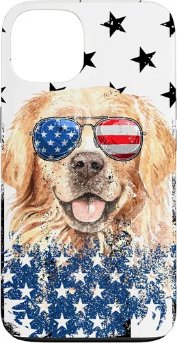Vista 7 de Golden Retriever American Flag Cream Retriever 4th of July Case for iPhone 17