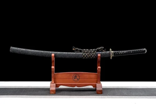 Vista 2 de Handmade Japanese Katana Damascus Folded Steel Sharp Blade Dragon Sword Espada de dragón de hoja azul y roja