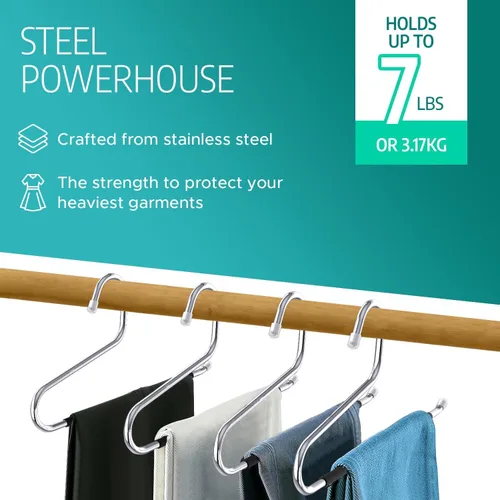 Vista 3 de Perchas para pantalones para hombre, 15 perchas de metal antideslizantes con extremos abiertos