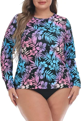 Vista 8 de HDE Camiseta de protección contra erupciones UPF 50 de manga larga Hibisco azul