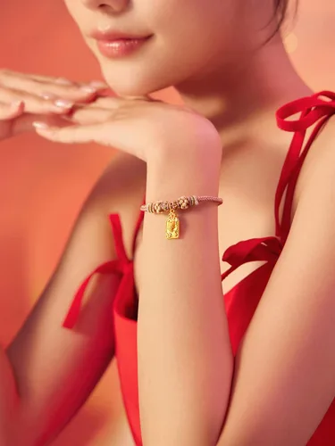 Vista 4 de ZHOU LIU FU 24K Solid Gold Bracelet Luck Fish Real Gold Charm Bracelet Adjustable Jewelry Braided Bracelet for Women Teens Girls