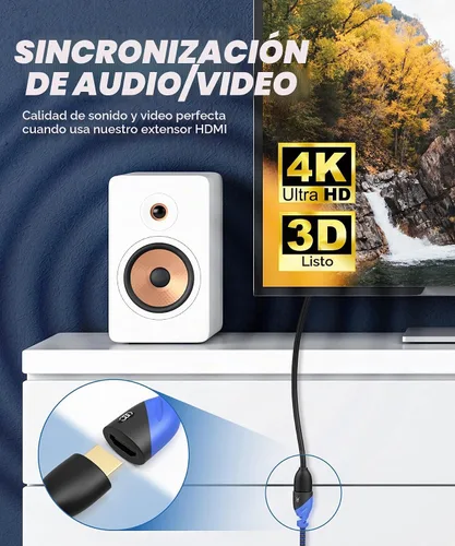 Vista 4 de Ultra Clarity Cables Cable de extensión HDMI 4K de 3 pies macho a hembra - 3 pies