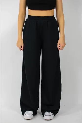 Vista 2 de Pantalones deportivos de pierna ancha para mujer, elásticos, cintura alta, pierna recta, pantalones deportivos holgados con bolsillos