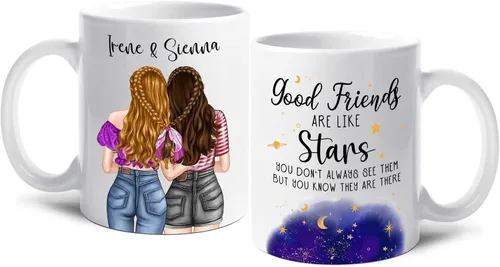 Vista 9 de Taza de café personalizada con texto en inglés "We Be Friends Untill Are Old Mug", taza de café de la amistad para los mejores amigos, taza