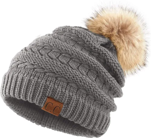 Vista 29 de Gorro unisex liso con pompón y ribete (HAT-43) de C.C Hatsandscarf Exclusives Marfil