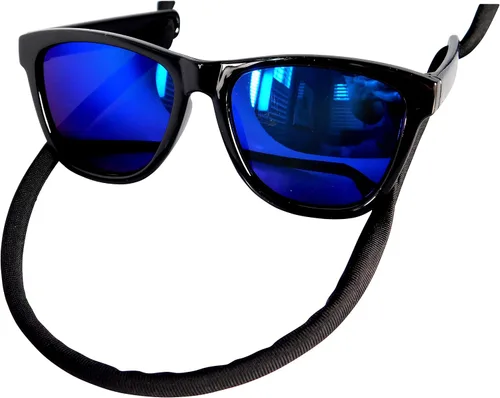 Vista 7 de G014 Dog Cat Pet - Gafas de sol de los años 80 para razas pequeñas de hasta 15 libras (paquete de 2 unidades, negro + espejo negro-azul)