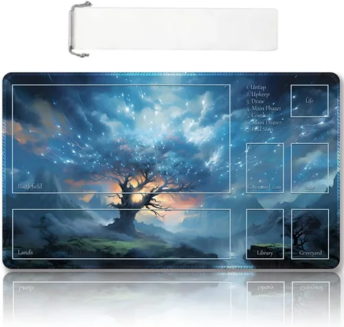 Vista 34 de Tapete de juego MTG cosido de alta calidad con zonas y respaldo de goma antideslizante, tapete de juego TCG para MTG y otros juegos de cartas, Dkt