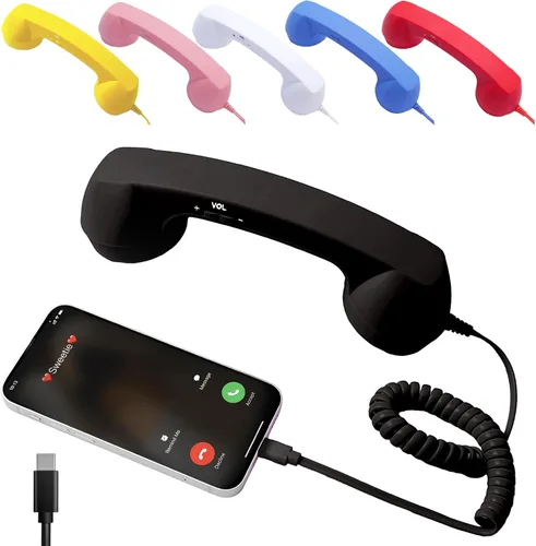 Vista 8 de Teléfono retro 2026, nuevo receptor de teléfono celular con micrófono y altavoz, teléfono retro vintage con cable, estilo teléfono fijo receptor