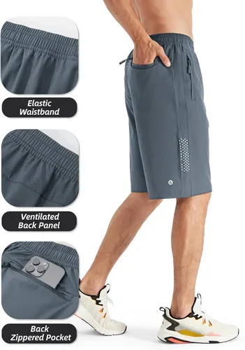 Vista 3 de Pantalones cortos deportivos para hombre, pantalones cortos de entrenamiento para correr, tenis, gimnasio, 5, 7, 9 pulgadas, cómodos, ligeros, 3