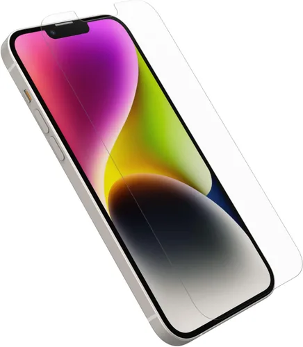 Vista 2 de OtterBox ALPHA GLASS Series - Protector de pantalla antimicrobiano para iPhone 14 Plus, respuesta táctil impecable, resistente a las huellas