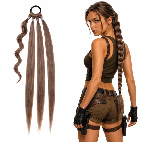 Vista 8 de CAISHA Extensiones de cabello de 30 pulgadas para trenzar mezcla marrón HEZ107