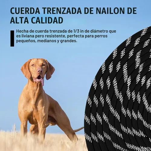 Vista 5 de Correa larga para perro, cuerda reflectante, cable de entrenamiento de 15