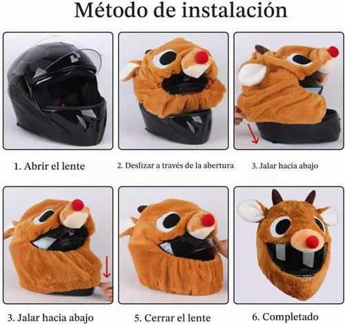 Vista 4 de Lindas fundas para casco de motocicleta con orejas de gato/conejo, cubierta de decoración de casco de cara completa divertida de felpa, gorro